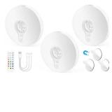 Rechargeable Puck Lights with Remote, 3 Pack Magnetic Under Cabinet Lighting, 1500mAh Battery Operated LED Tap Lights with Dimmer and Timmer for Kitchen, Closet, Shelf - 3 Color Temps and 12 RGB, Whit