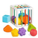 Aprilwolf Montessori Toys for 1 Year Old, Cube and 6 Sensory Shape Blocks, Baby Toys 12-18 Months, Developmental Infant Birthday Gifts for Learning Toddler Age 1 2 3 - Retail: $13