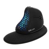 DeLUX Seeker Wireless Ergonomic Vertical Mouse with OLED Screen, BT and USB Receiver, Connect with Up to 4 Devices, Thumb Wheel, 4000DPI, Programmable Rechargeable Silent Mouse(M618XSD-Black) - Retail