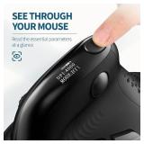 DeLUX Seeker Wireless Ergonomic Vertical Mouse with OLED Screen, BT and USB Receiver, Connect with Up to 4 Devices, Thumb Wheel, 4000DPI, Programmable Rechargeable Silent Mouse(M618XSD-Black) - Retail