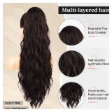Flufymooz Ponytail Extension, 26 Inch Drawstring Ponytail Hair Extensions for Women? Long Curly Wavy Pony Tail Natural Wavy Synthetic Hairpiece for Women Daily Use party (26 Inch Black Brown) - Retail
