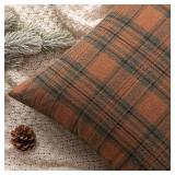 MIULEE Fall Set of 2 Scottish Tartan Plaid Throw Pillow Covers Farmhouse Classic Decorative Outdoor Square Cushion Cases for Halloween Thanksgiving Decor Sofa Couch 18x18 Inch, Orange and Green - Reta