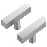 Ravinte 10 Pack Brushed Nickel T Bar Cabinet Knobs 2 Inch Square Drawer Knobs Silver Single Hole Kitchen Cabinet Pulls - Retail: $20