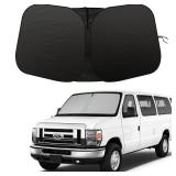Front Windshield Sunshade fit for Ford Econoline E-Series Van 1992-2025 and Motorhome E-150 E-250 E-350 E-450 UV Ray Reflector Foldable Automotive Windshield Sunshades |Keeps Your Vehicle Cool| - Reta