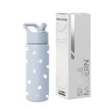 Simple Modern Kids Water Bottle with Straw Lid | Vacuum Insulated Stainless Steel Metal | Reusable Leak Proof BPA-Free Thermos for School | Summit Collection | 18oz, Sweet Daisy on Blue (used) - Retai
