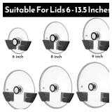 Niceyos Universal Adjustable Pot Lid Organizer for Cabinet - Upgraded Patented Set of 8 Pan Lids Organizers Inside Cabinet Door Wall Mount Pots Top Holder for Kitchen Cupboard, Fits 6\ to 14\in (Black