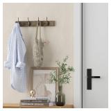 VERTORGAN Coat Hooks Wall Mounted, Wooden Hat Rack with 4 Hooks for Entryway, Bathroom,Bedroom(Brown) - Retail: $10