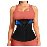 LEINIDINA Womens Waist Trainer Corset with Zipper Sweat Waist Trimmer for Women Workout Belt Corset Shapewear Black - Retail: $14