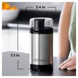 BLACK+DECKER One Touch Coffee Grinder, 2/3 Cup Coffee Bean Capacity, Spice Grinder, One Touch Push-Button Control -150 Watts -Stainless Steel Blades - Retail: $26