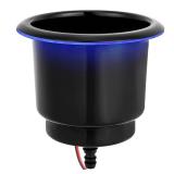 Young Marine Stainless Steel Cup Holder with Light and Drain for Boat, RV, Camper (Stainless Steel with Black Coated) - Retail: $26