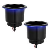 Young Marine Stainless Steel Cup Holder with Light and Drain for Boat, RV, Camper (Stainless Steel with Black Coated) - Retail: $26