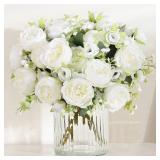 MARTINE MALL 2 Packs Peonies Artificial Flowers, White Artificial Peonies, Silk Peonies Flowers Fake Peonies Artificial Flowers Peonies Bouquet for Centerpiece Table Wedding Party Home Decor - Retail: