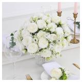 MARTINE MALL 2 Packs Peonies Artificial Flowers, White Artificial Peonies, Silk Peonies Flowers Fake Peonies Artificial Flowers Peonies Bouquet for Centerpiece Table Wedding Party Home Decor - Retail:
