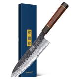 HOSHANHO 8 Inch Japanese Gyuto Chef Knife, 9 Layers 10Cr15CoMoV High Carbon Steel Kitchen Knife, Professional Hand Forged Cooking Knife with Ergonomic Rosewood Handle - Retail: $66