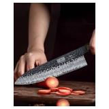 HOSHANHO 8 Inch Japanese Gyuto Chef Knife, 9 Layers 10Cr15CoMoV High Carbon Steel Kitchen Knife, Professional Hand Forged Cooking Knife with Ergonomic Rosewood Handle - Retail: $66