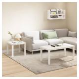 Furinno Classic 39 in. White Rectangle Wood Coffee Table *has chip* - Retail: $54