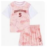 Girls Athletic Shirt/Shorts, Pink, Sizes 9-10