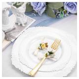 Morejoy 100PCS White Plastic Plates White Disposable Plates Include 50 Pieces 10.25 Inch Dinner Plates & 50Pieces 7.5 Inch Dessert Plates,Perfect for Weddings & Party