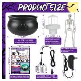 OCTERIC Halloween Mist Maker Fogger, 12.6" Big Witch Cauldron Skeleton with Color Change LED Light Large Capacity of Mist Water Fountain Pond Fog Machine and Splash Guard, Perfect for Halloween Decor