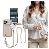 MAGEASY Compatible with iPhone 17 Pro Max 6.9" Wallet Case with Crossbody Strap - Coin Purse & Card Slot, with Leather Crossbody Lanyard, 16ft Ultimate Drop Protection | Pouch (Starlight)