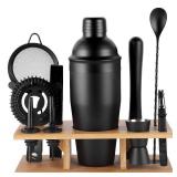 JNWINOG 11Pcs-Cocktail Shaker Set Black Bartending Kit 25oz Cocktail Bar Set Cocktail Mix Drink Making Kit Professional Bar and Home Drink Bar Tools for Bartender(Matte Black)
