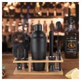 JNWINOG 11Pcs-Cocktail Shaker Set Black Bartending Kit 25oz Cocktail Bar Set Cocktail Mix Drink Making Kit Professional Bar and Home Drink Bar Tools for Bartender(Matte Black)