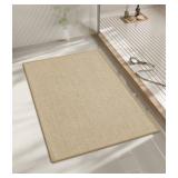 Chakme Bathroom Rugs Mat 24x17, Ultra Thin Non Slip Bath Mat Small Quick Dry Absorbent Bath Mat for Bathroom Floor, (Light Beige, 24"x17")