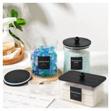 Glass Laundry Pods Container & Acrylic Dryer Sheet Holder with Balck Bamboo Knobs Lids, Scoops & Labels | Premium Laundry Room Organization and Storage for Detergent Pods, Powder, Dryer Balls & Beads