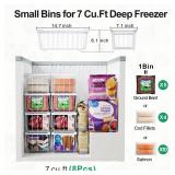 iSPECLE Deep Freezer Organizer Bins - 4 Pack Stackable Small Freezer Organizer Bins for 5 to 9 Cu.FT Small Chest Freezer Sort Frozen Food Easy to Get Food from Bottom without Digging in Freezer, White