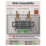 USX Mount Full Motion TV Wall Mount for Most 42-86 inch Flat Screen/LED/4K, TV Mount Bracket Dual Swivel Articulating Tilt 6 Arms, Max 16" Wood Studs, VESA 600x400mm, Holds up to 132lbs