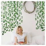Freyalife Fake Vines for Room Decor(12 Pack 84 Feet) Aesthetic Artificial Plant Ivy Leaves Hanging Greenery Garlands for Home Bedroom Wall Wedding Christmas Party Office Patio Outdoor Garden DÃ©cor