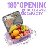 Uxeqtop Kid Insulated Lunch Bag Cute Lunch Box Reusable Lunch Tote for School Picnic Birthday Gifts for Girl(Purple)