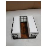 Honiter Napkin Holder for Table, Farmhouse Napkins Holder with Weighted Arm, Wood Napkin Holders for Kitchen, Flat Napkin Dispenser for Countertop, Dining Room, Rustic Brown