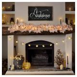 Fall Decor - 2 Pack Fall Garlands - 8.2Ft Fall Maple Leaf Lighted Garlands for Mantle, Fireplace, Porch, Table, Farmhouse Harvest Indoor Outdoor Autumn Home Decorations (Battery not Included)