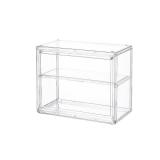BOHOIDEE 2 Tiers Clear Display Case for Figures, Acrylic Storage Organizers Box with Magnetic Door, Wall-Mounted Dustproof Showcase for Collectibles Action Figure