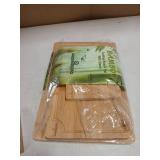 Bamboo Cutting Boards for Kitchen, Wood Cutting Board with Holder, Bamboo Cutting Board Set Reversible with Juice Grooves for Meat Cheese Fruit and Vegetables (Four Piece Set) (1pc Needs Reattached)