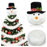 Syhood 1 Pcs Snowman Christmas Tree Topper with 1 Pcs 18 ft White Fake Snow Garland Winter Snow Man Xmas Tree Topper Christmas Snowman Decorations Ornaments for Holiday and Home Party Decorations