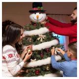 Syhood 1 Pcs Snowman Christmas Tree Topper with 1 Pcs 18 ft White Fake Snow Garland Winter Snow Man Xmas Tree Topper Christmas Snowman Decorations Ornaments for Holiday and Home Party Decorations