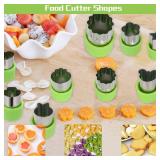 14 Pack Melon Baller Scoop Set - 4 in 1 Stainless Steel Fruit Tool Set Fruit Scooper Seed Remover with Fruit Vegetable Cutter Shapes Set Fruit Peeler for Fruit Slicer Dig Pulp Separator