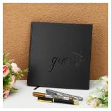 Engrowtic Black Page Guest Book for Wedding Reception Graduation, 7.87 x 7.87 Inches Signature Album Scrapbook Funeral Sign in Book with Gold Silver and Black Gel Pens, 72 Sheets