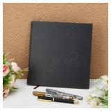 Engrowtic Black Page Guest Book for Wedding Reception Graduation, 7.87 x 7.87 Inches Signature Album Scrapbook Funeral Sign in Book with Gold Silver and Black Gel Pens, 72 Sheets