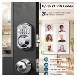 TEEHO TE002 Fingerprint Door Lock - Keyless Entry Door Lock - Electronic Keypad Deadbolt - Smart Locks for Front Door - Auto Lock - Easy Installation - Satin Nickel