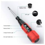 ORIA Mini Electric Screwdriver, Cordless Electric Screwdriver, 12 in 1 Rechargeable Screwdriver Set with 10 Screwdriver Bits, 1/4 inch Bit Holder, LED Light, Charging Cable, for Phones,Toys, PC