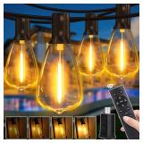 Outdoor String Lights Dimmable with Remote, 50 FT Outdoor Lights with 2 Timer and 3 Modes, Waterproof & Shatterproof Patio Lights, 2200K Energy Saving String Lights 2 Spare Bulbs for Patio Yard