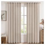 MIULEE Faux Linen Curtains 84 Inch Length 2 Panels Natural Semi Sheer Curtain with Back Tab Rod Pocket, Light Filtering Window Privacy Burlap Drapes for Living Room Bedroom 42W x 84L Linen