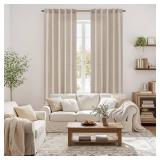 MIULEE Faux Linen Curtains 84 Inch Length 2 Panels Natural Semi Sheer Curtain with Back Tab Rod Pocket, Light Filtering Window Privacy Burlap Drapes for Living Room Bedroom 42W x 84L Linen