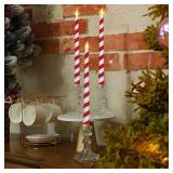 Baquler 6 Pcs Christmas Flameless Taper Candles 10.6 Inch Glitter Candy Cane Candles Battery Operated LED Christmas Candlesticks for Xmas Centerpiece Holiday Party Decor