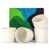 TEANAGOO Japanese Tea Cup, 7.1 Oz / 210 ml, Pure White, 4 Pcs/Box, Asian Tea Cup, Microwave & Dishwasher Safe