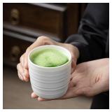 TEANAGOO Japanese Tea Cup, 7.1 Oz / 210 ml, Pure White, 4 Pcs/Box, Asian Tea Cup, Microwave & Dishwasher Safe