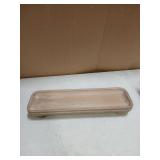 Dwellington Oval Wooden Decorative Tray, Farmhouse Style, Beaded Serving Tray for Living Room, Coffee Table (White Wash)